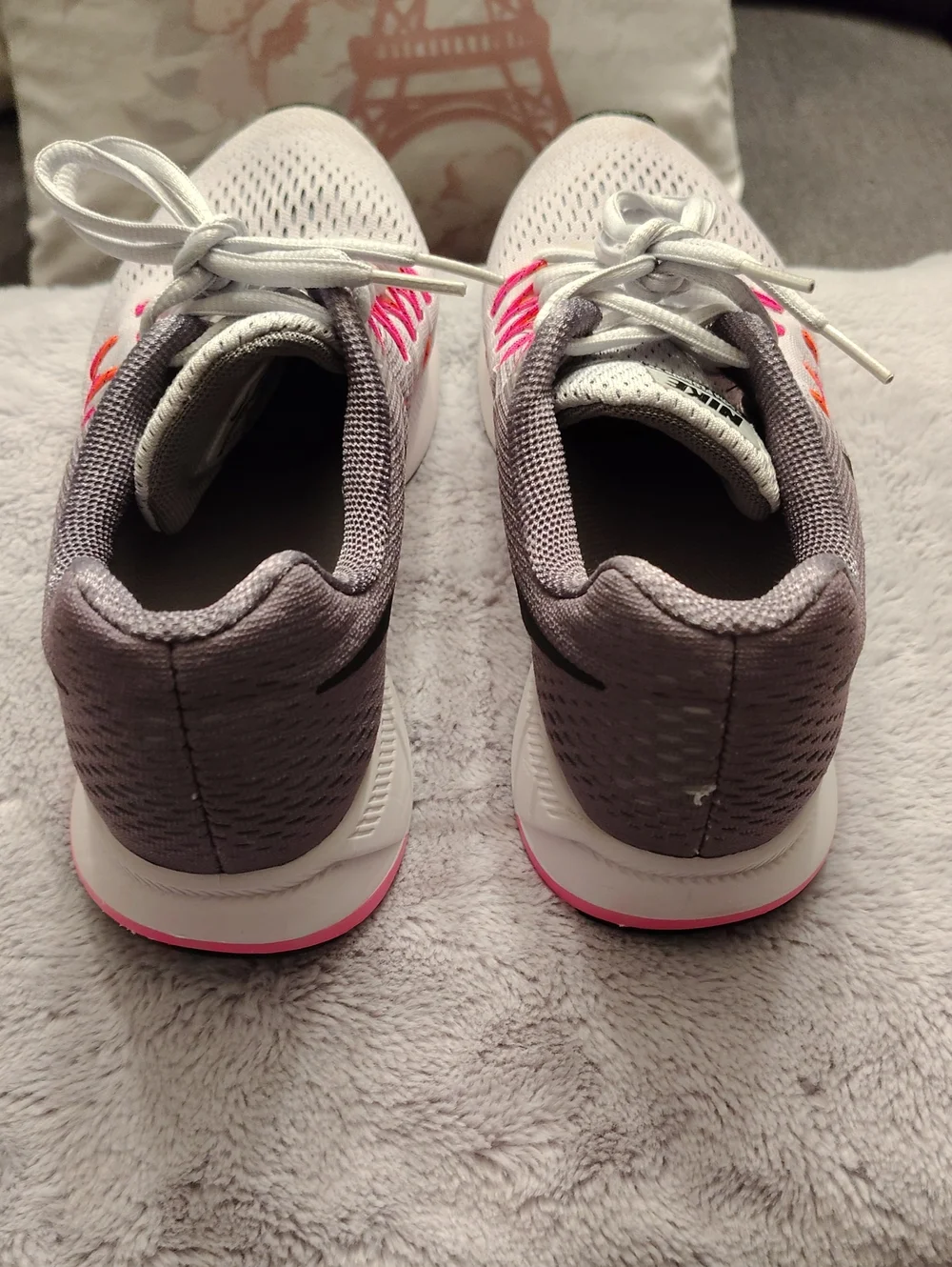 Nike Women's White/Light Gray Running Shoes with Pink Accents